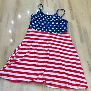 Patriotic Stars and Stripes spaghetti strap dress Falls Creek 10/12 size large